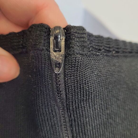 VINTAGE 70s Givenchy black stretch ribbed‎ 3/4 sleeve top S - Picture 5 of 10